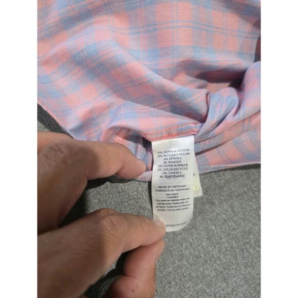 Faherty Brand Shirt Mens Large Pink Blue Plaid Long Sleeve Button Down Stretch - Picture 7 of 8